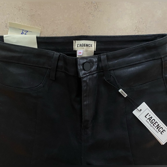 L'AGENCE Beatrix Coated Split-Hem Bootcut Jeans in Black Size 29 NWT - Picture 3 of 11